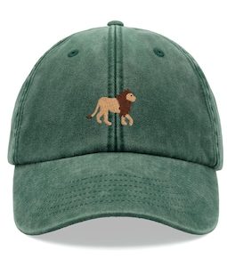 Lion Baseball Cap Vintage Washed Unisex Dad Hat Adjustable Faded Sports Sun Summer Beach Holiday Jungle Funny Safari Animal Cat