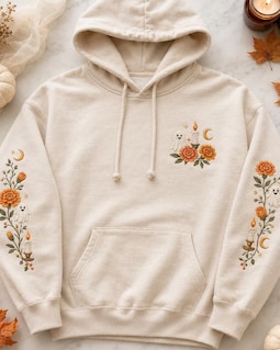 Spooky Flower Ghost Embroidered Hoodie, Spooky Season Hoodie, Spooky Ghost Gift Crewneck, Halloween Gift, Halloween Lover Hoodie