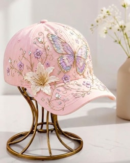 Floral Baseball Cap | Bee Embroidered Hat Women | Botanical Garden Sun Hat Nature Lover Gift
