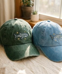Embroidered Whale Shark Baseball Hat: Cozy Hat, Ocean Lover Gift